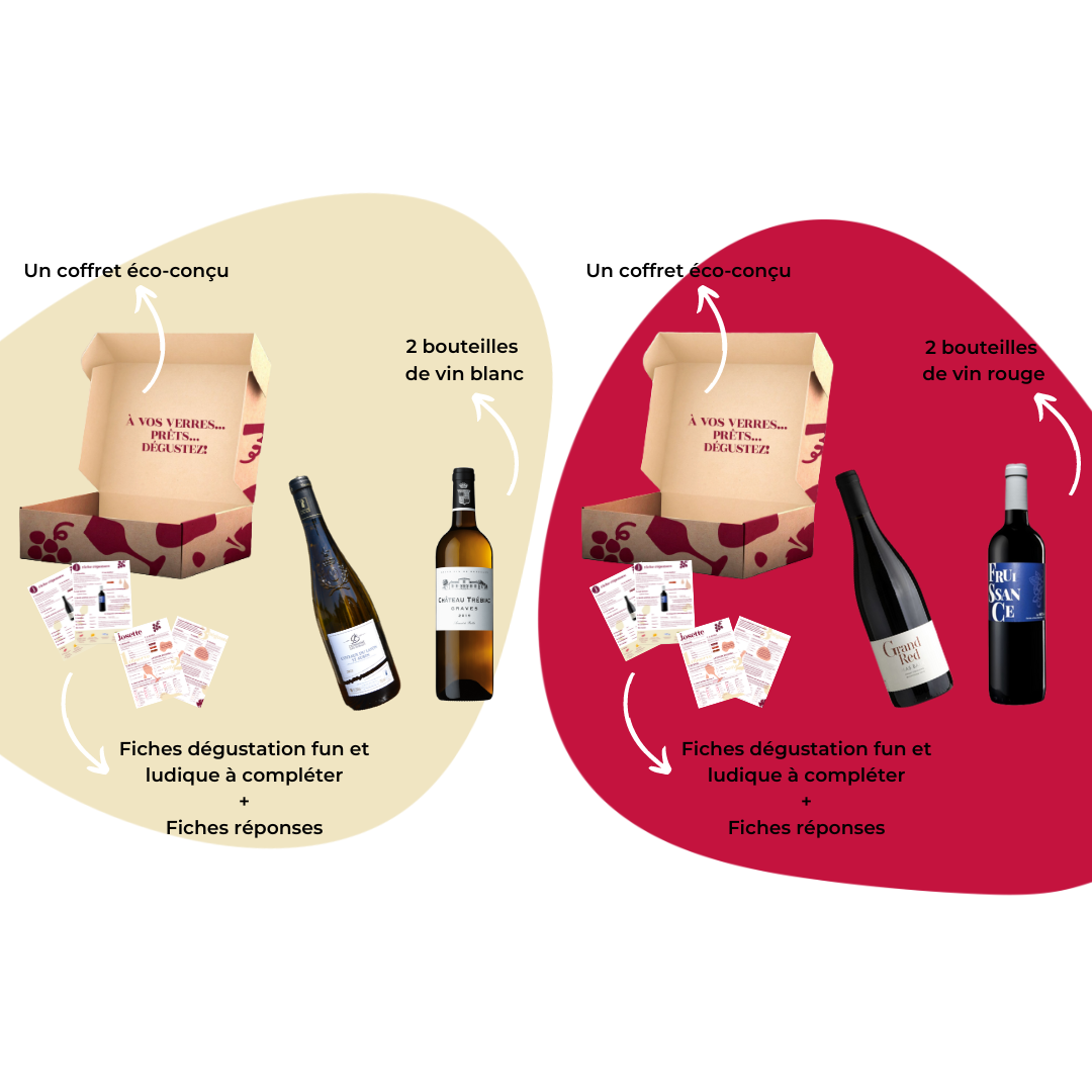 2 coffrets vin blanc et vin rouge pour s'initier à la dégustation de vin –  Josette Dégustation
